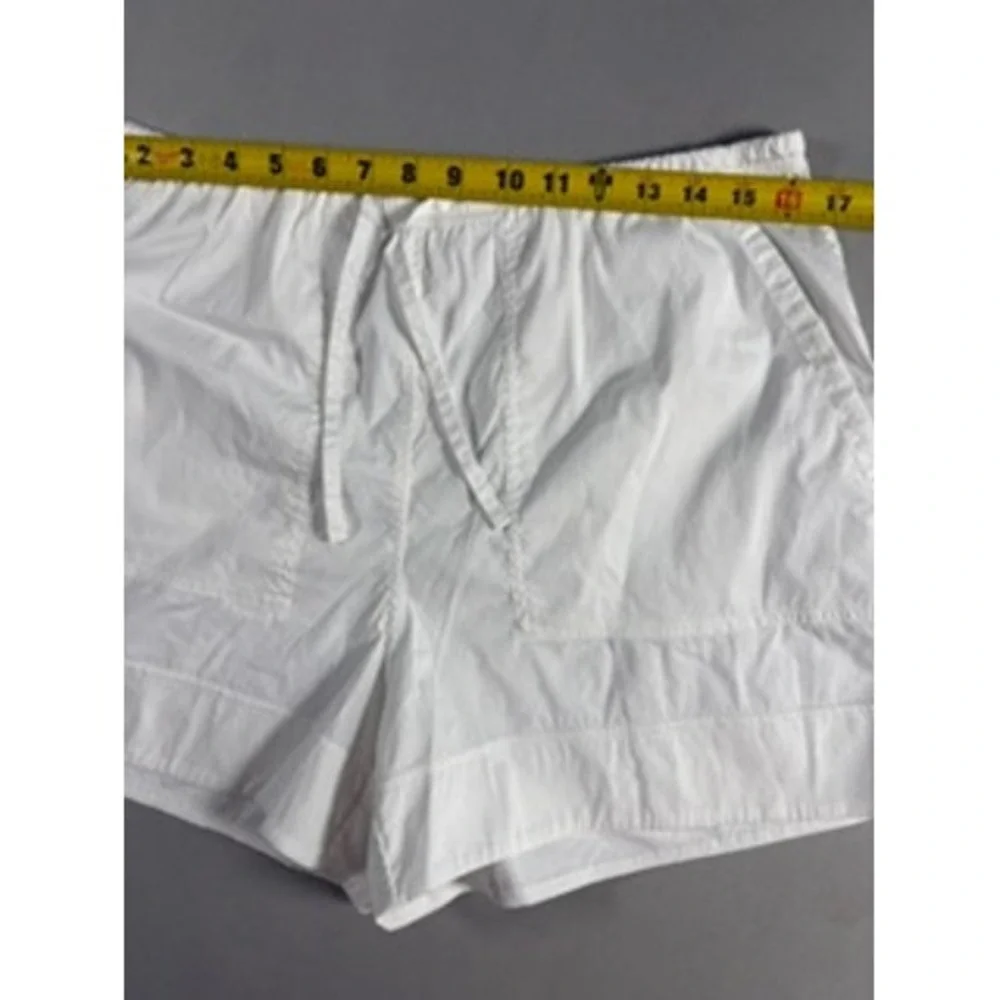Lululemon White Cotton Blend Poplin High Rise Drawstring Shorts 4